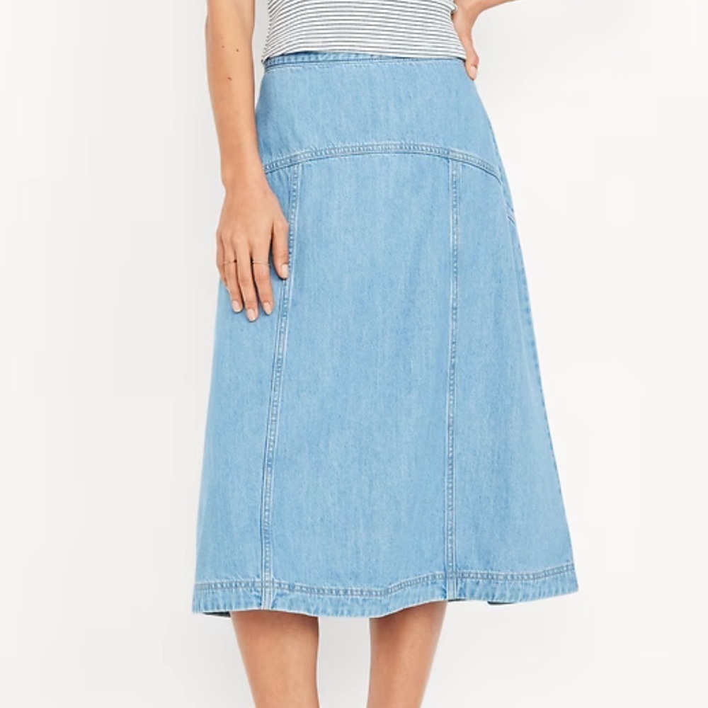 Old Navy Midrise Denim Midi Skirt